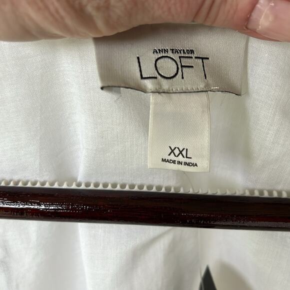 NWT LOFT by Ann Taylor White Embroidered Women's Mexican Peasant Top - size XXL - Picture 2 of 10